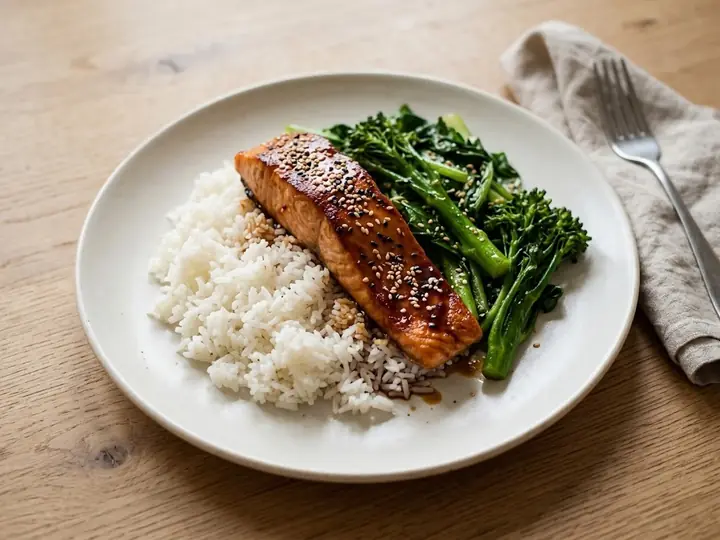 Teriyaki Salmon with Sesame Greens